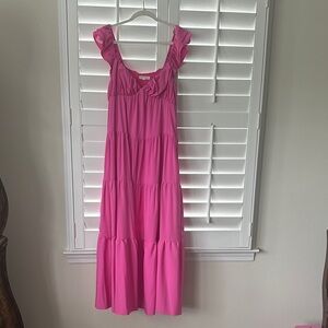 Free the Roses Fuchsia Gathered Dress